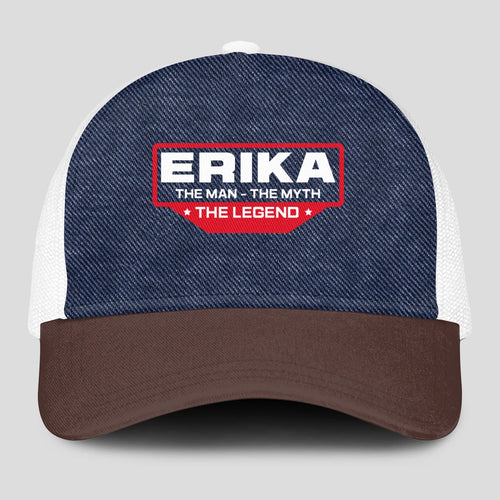 The Man The Myth The Legend Navy Brown And White Mesh Cap ERIKA 13K1 C200PF