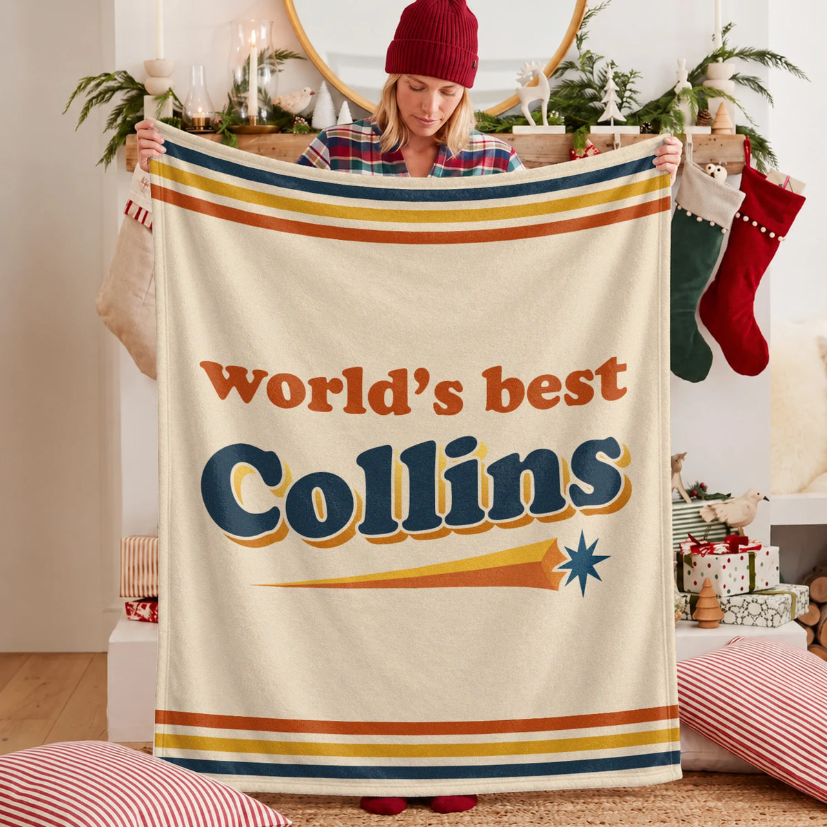 World's Best Your Name Retro Fleece Blanket COLLINS 13K1 BK64