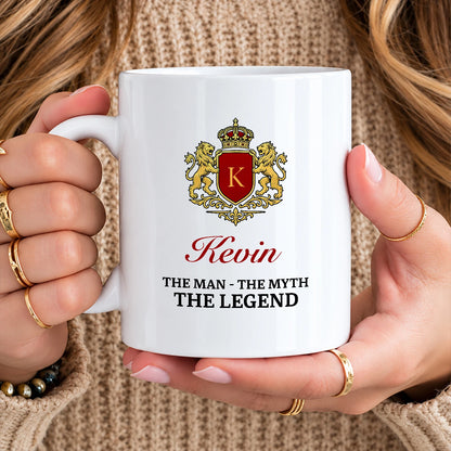 The Man The Myth The Legend Gold Royal Logo Mug KEVIN 13K1 MG03