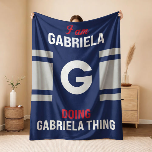 I'm Name Doing Name Things Navy Fleece Blanket GABRIELA 13K1 BK51