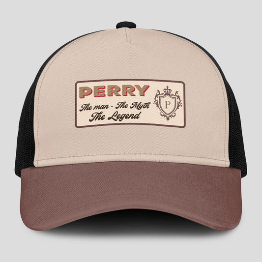 The Man The Myth The Legend Brown And Beige Mesh Cap PERRY 13K1 C213PF