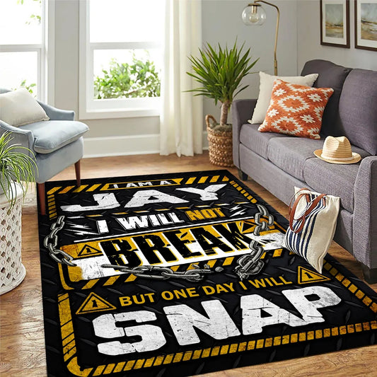 JAY Motivational Rug – Black & Yellow Quote Carpet for Living Room 13K1-AR1