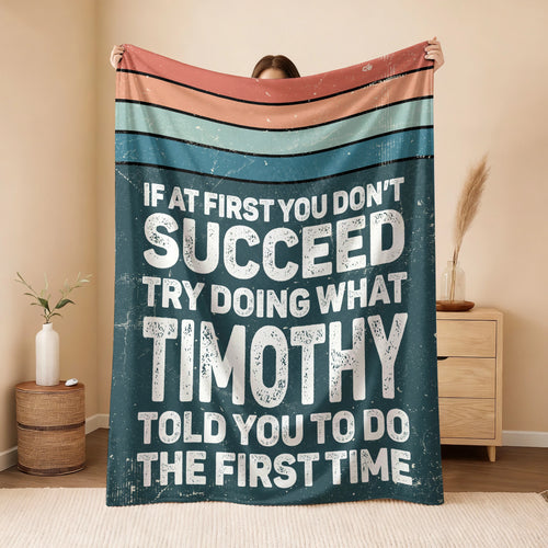 If At First You Don’t Succeed Retro Green Fleece Blanket TIMOTHY 13K1 BK29