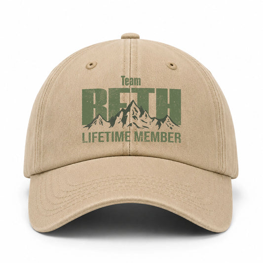 Team Your Name Lifetime Member Mountain Cap BETH 13K1 C58PF