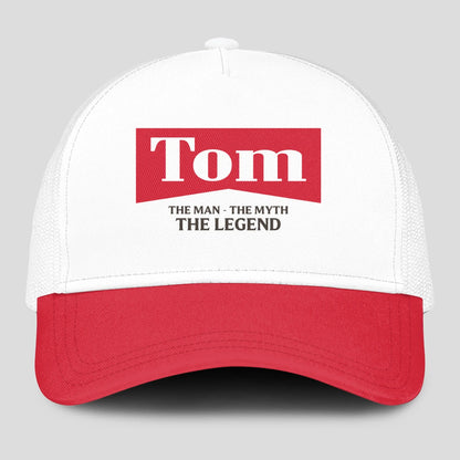 The Man The Myth The Legend Red And White Mesh Cap TOM 13K1 C197PF