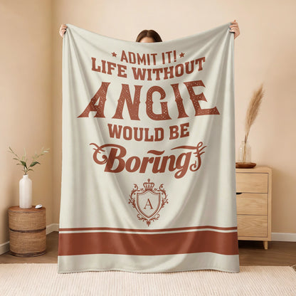 Life Without Your Name Would Be Boring Cream Terracotta Blanket ANGIE 13K1 BK24