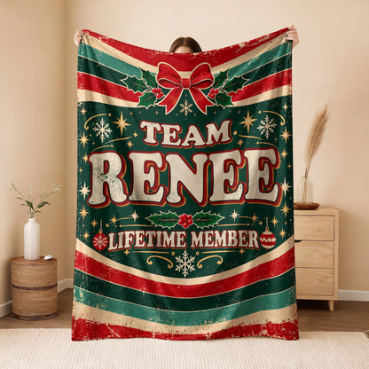 Team Your Name Lifetime Member Christmas Fleece Blanket RENEE 13K1 BK52