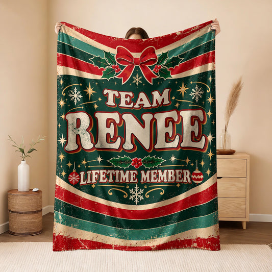 Team Your Name Lifetime Member Christmas Fleece Blanket RENEE 13K1 BK52
