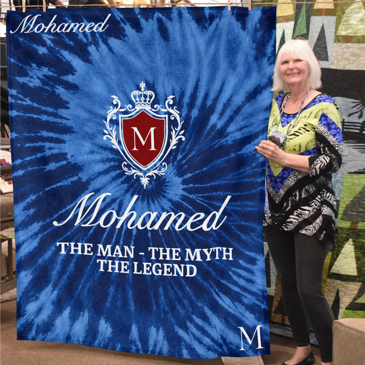 The Man The Myth The Legend Blue Waves Fleece Blanket MOHAMED 13K1 BK11