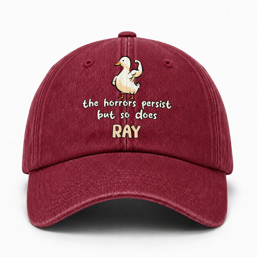 The Horrors Persist But So Does Your Name Funny Goose Burgundy Washed Cap RAY 13K1 C126PF