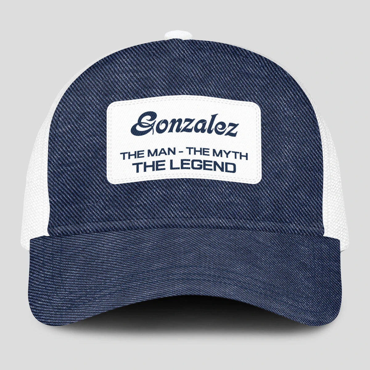The Man The Myth The Legend Blue Denim Mesh Cap GONZALEZ 13K1 C194PF