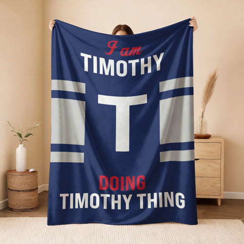 I'm Name Doing Name Things Navy Fleece Blanket TIMOTHY 13K1 BK51