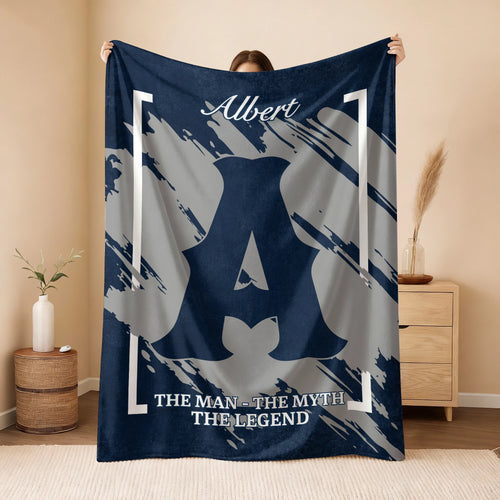 The Man The Myth The Legend Navy Baseball Fleece Blanket ALBERT 13K1 BK17