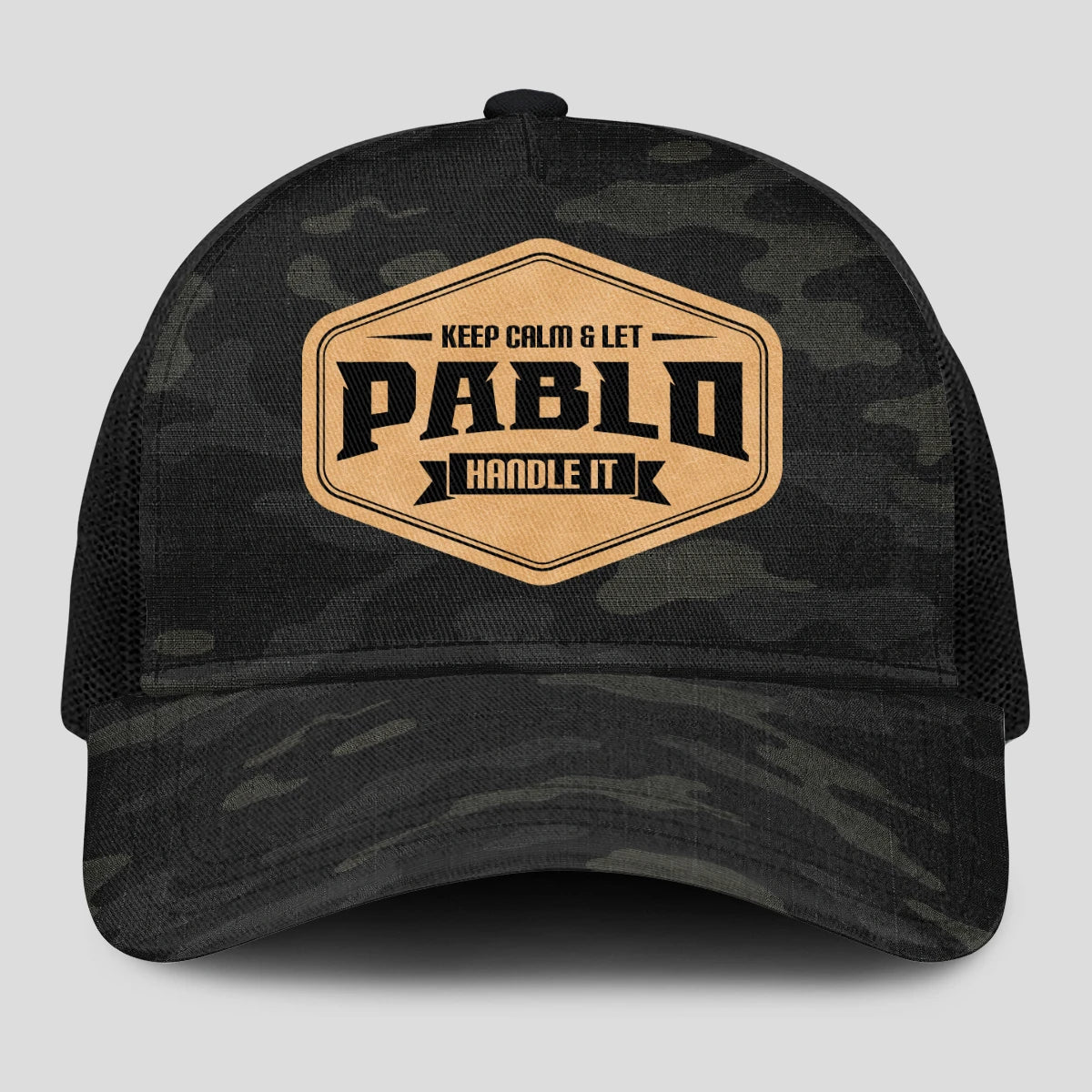 Keep Calm & Let Your Name Handle It Dark Camo Mesh Cap PABLO 13K1 C195PF