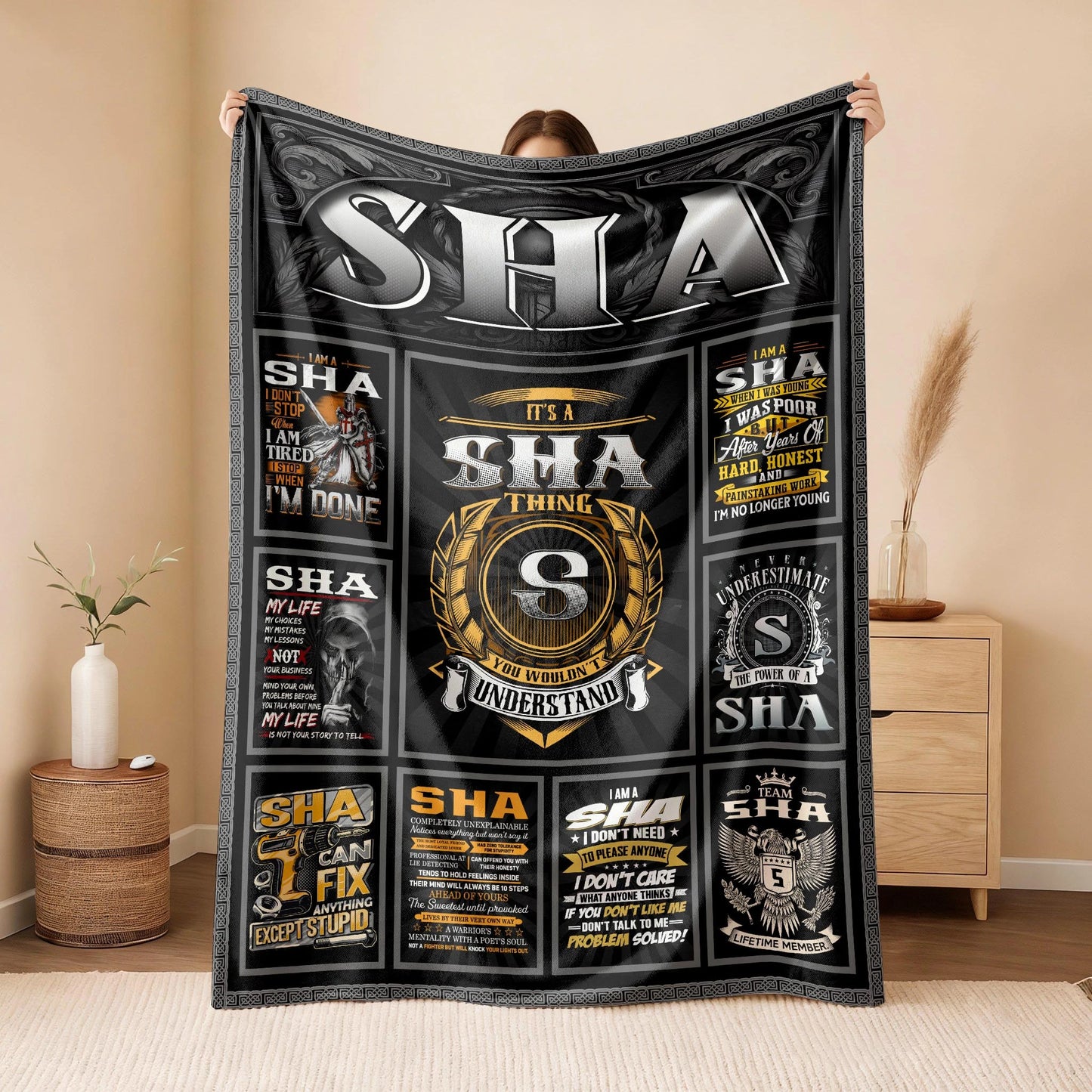 SHA Personalized Blanket | Custom Name Cozy Throw Gift 13K4-BK2