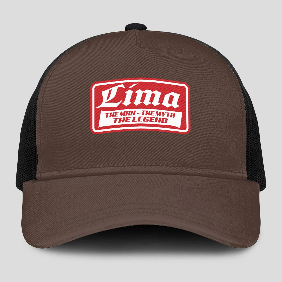 The Man The Myth The Legend Red Logo Brown Mesh Cap LIMA 13K1 C203PF