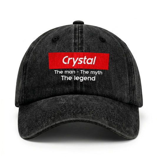Your Name The Man The Myth The Legend Red Logo Washed Cap CRYSTAL 13K1 C130PF