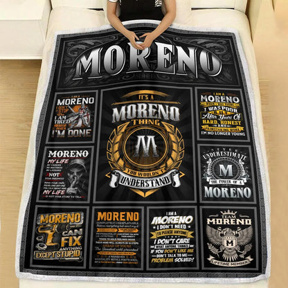 MORENO Personalized Blanket | Custom Name Cozy Throw Gift 13K1-BK2