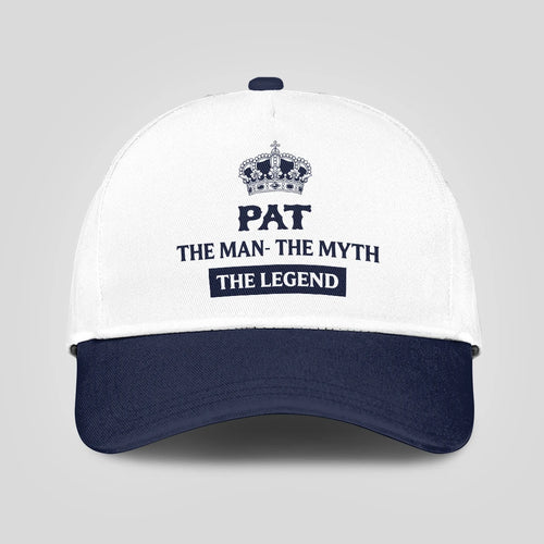 The Man The Myth The Legend King Crown Blue And White Cap PAT 13K1 C147PF