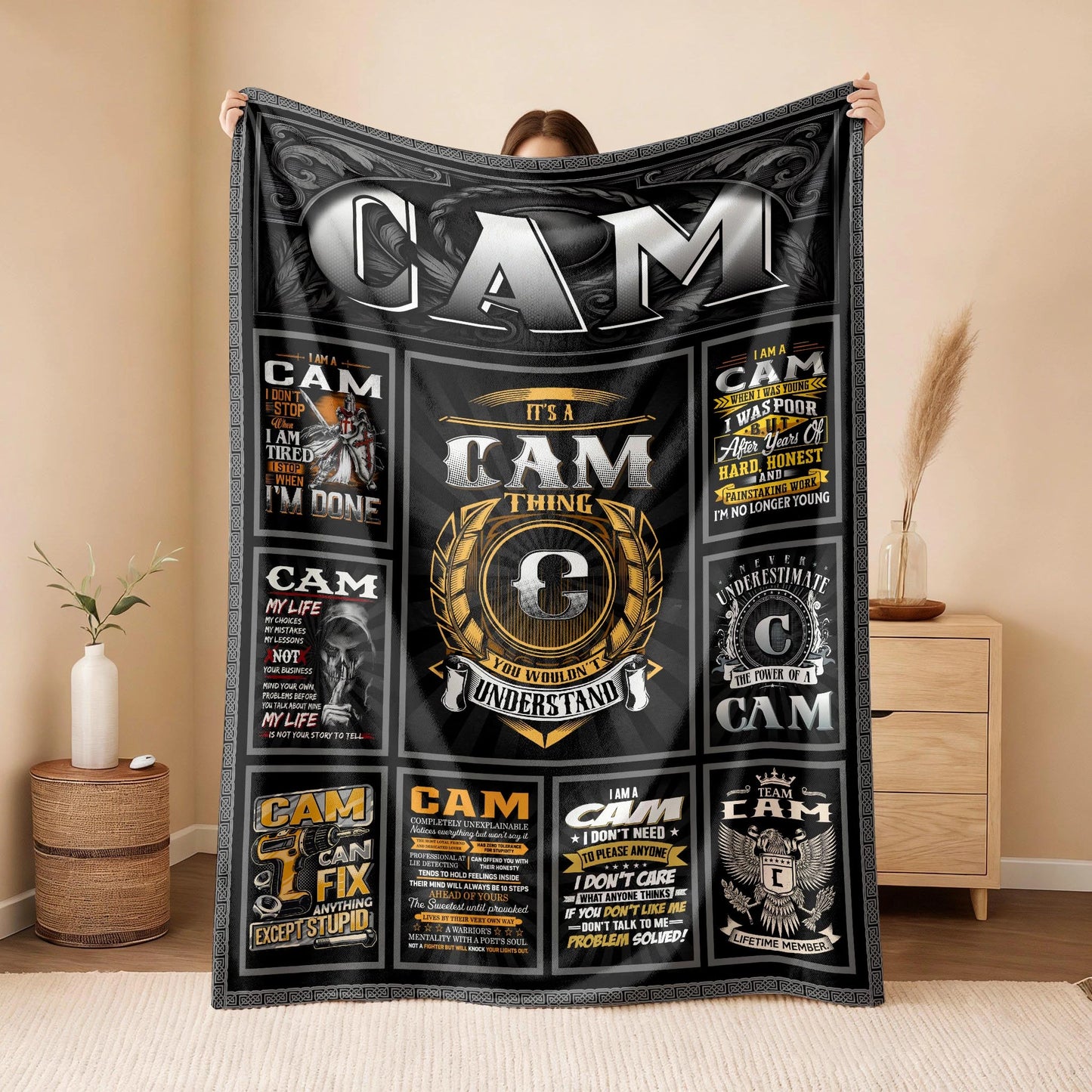 CAM Personalized Blanket | Custom Name Cozy Throw Gift 13K4-BK2