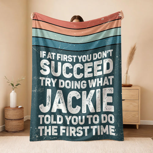 If At First You Don’t Succeed Retro Green Fleece Blanket JACKIE 13K1 BK29