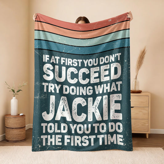 If At First You Don’t Succeed Retro Green Fleece Blanket JACKIE 13K1 BK29