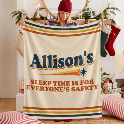 Your Name's Sleep Time Funny Retro Fleece Blanket ALLISON 13K1 BK67
