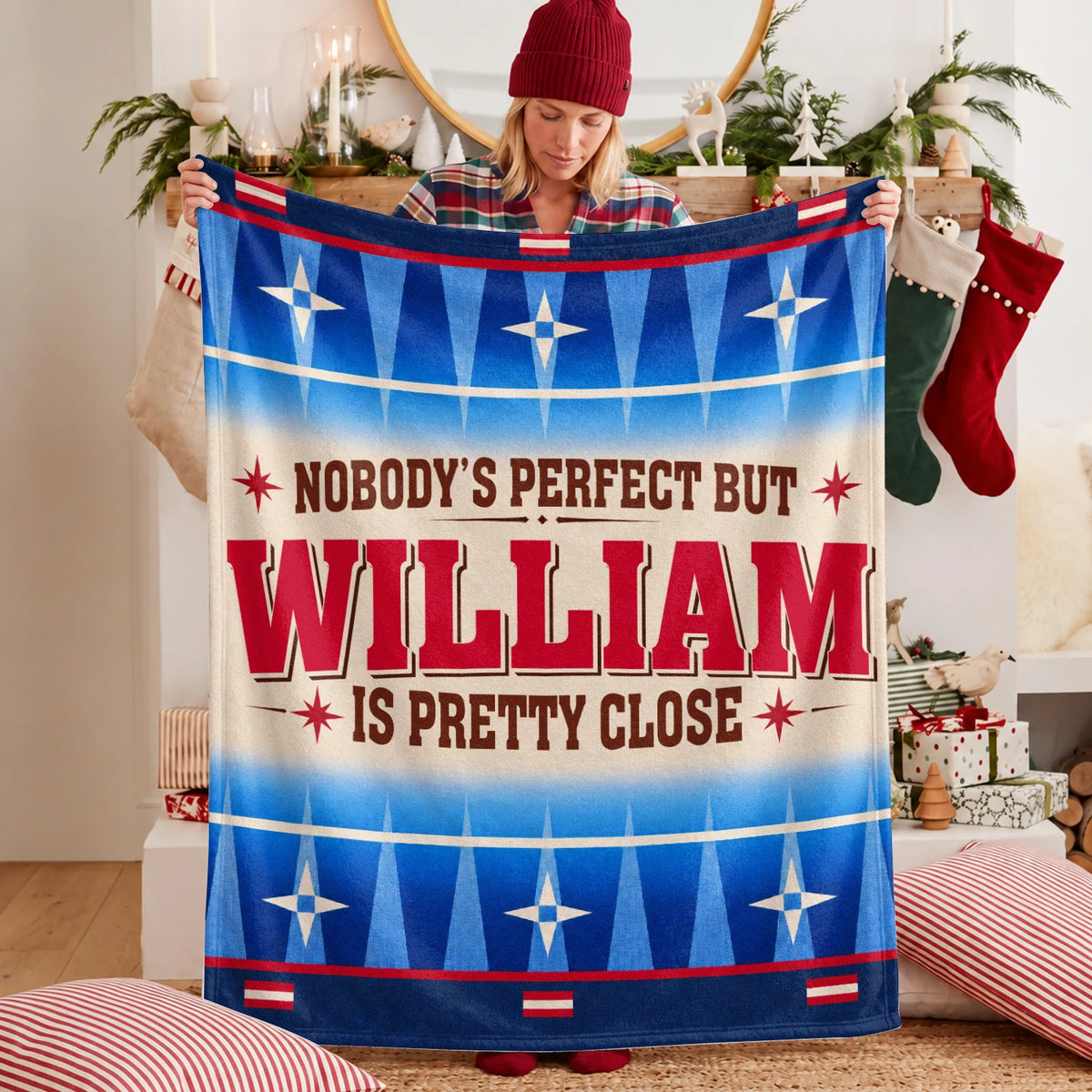 Nobody's Perfect But Your Name Is Close Native American Fleece Blanket WILLIAM 13K1 BK57