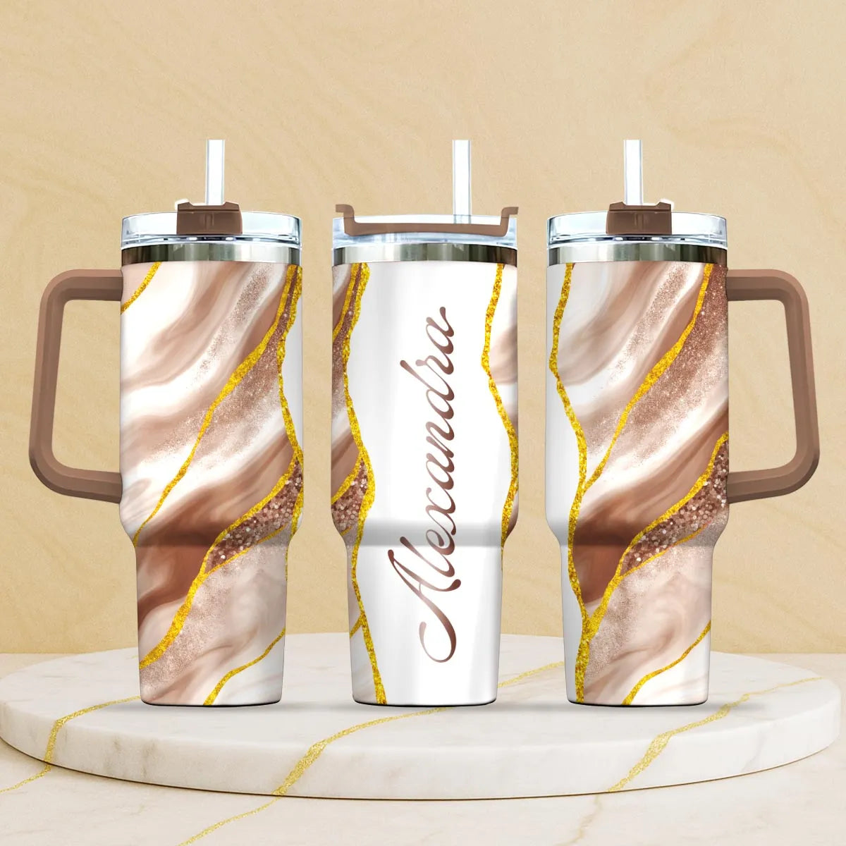 ALEXANDRA 40oz Personalized Tumbler Cup with Straw | Custom Stainless Steel Mug 13K1-TB1