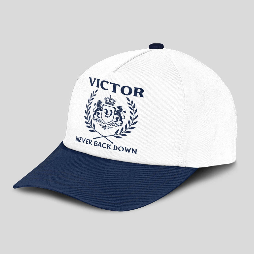 Never Back Down Blue And White Cap VICTOR 13K1 C59PF