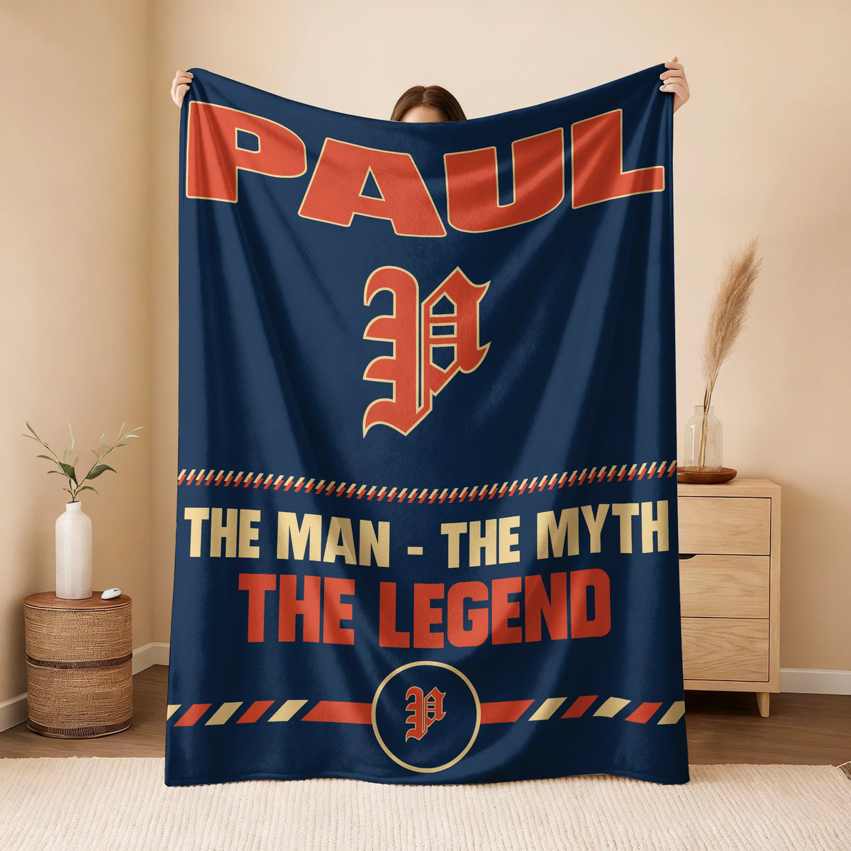 The Man The Myth The Legend Retro Fleece Blanket PAUL 13K1 BK53