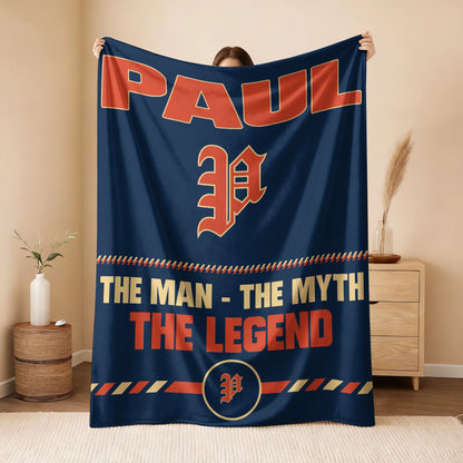 The Man The Myth The Legend Retro Fleece Blanket PAUL 13K1 BK53