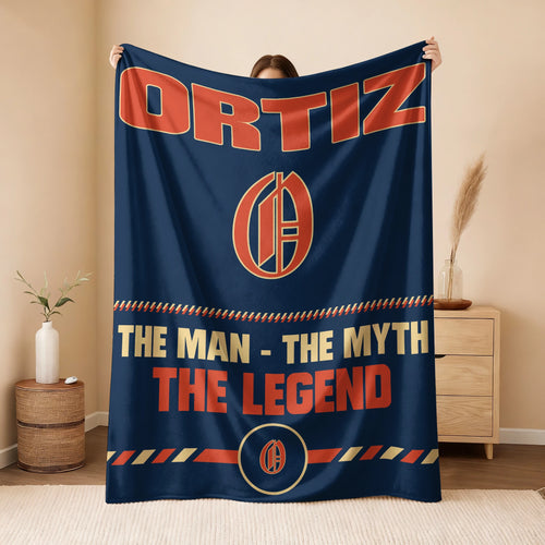 The Man The Myth The Legend Retro Fleece Blanket ORTIZ 13K1 BK53