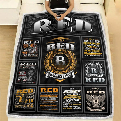 RED Personalized Blanket | Custom Name Cozy Throw Gift 13K3-BK2