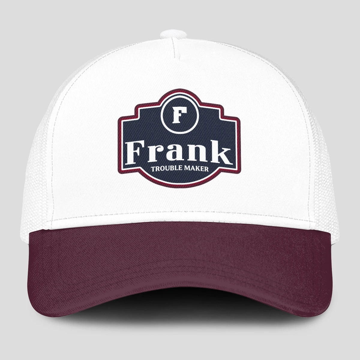 Trouble Maker Burgundy And White Funny Mesh Cap FRANK 13K1 C201PF