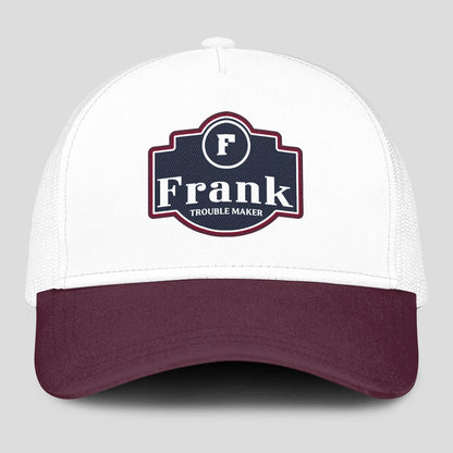 Trouble Maker Burgundy And White Funny Mesh Cap FRANK 13K1 C201PF