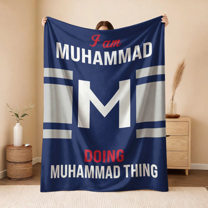 I'm Name Doing Name Things Navy Fleece Blanket MUHAMMAD 13K1 BK51