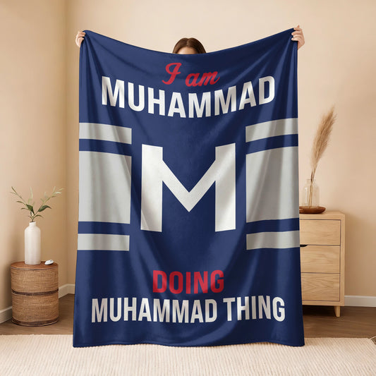 I'm Name Doing Name Things Navy Fleece Blanket MUHAMMAD 13K1 BK51