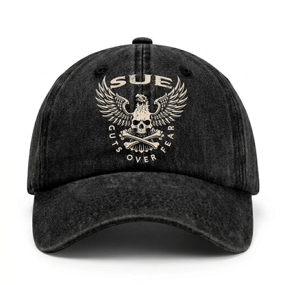 Your Name Guts Over Fear With Eagle And Skull Washed Cap SUE 13K1 C75PF
