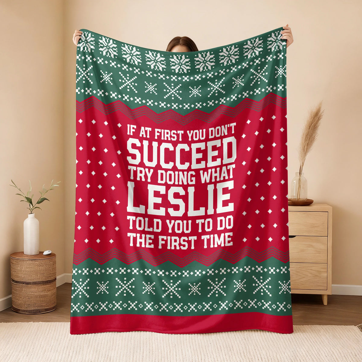 If At First You Don’t Succeed Red Green Christmas Fleece Blanket LESLIE 13K1 BK28