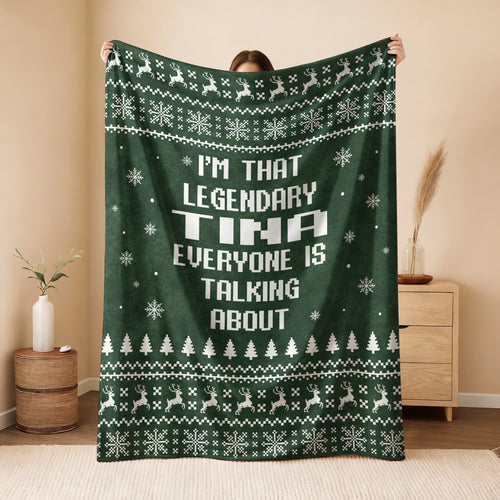 Legendary Your Name Funny Green Christmas Fleece Blanket TINA 13K1 BK43