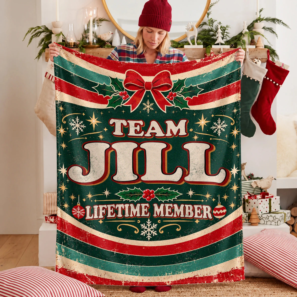 Team Your Name Lifetime Member Christmas Fleece Blanket JILL 13K1 BK52