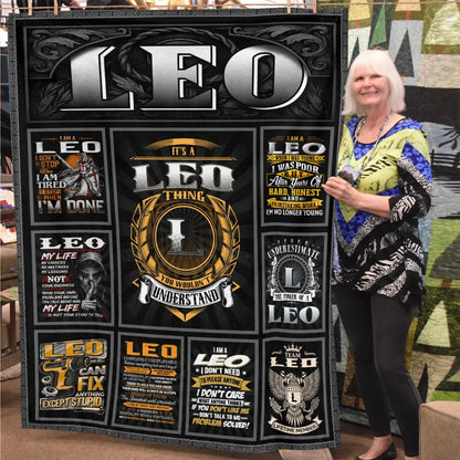 LEO Personalized Blanket | Custom Name Cozy Throw Gift 13K1-BK2