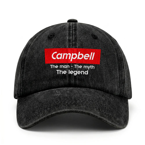 Your Name The Man The Myth The Legend Red Logo Washed Cap CAMPBELL 13K1 C130PF