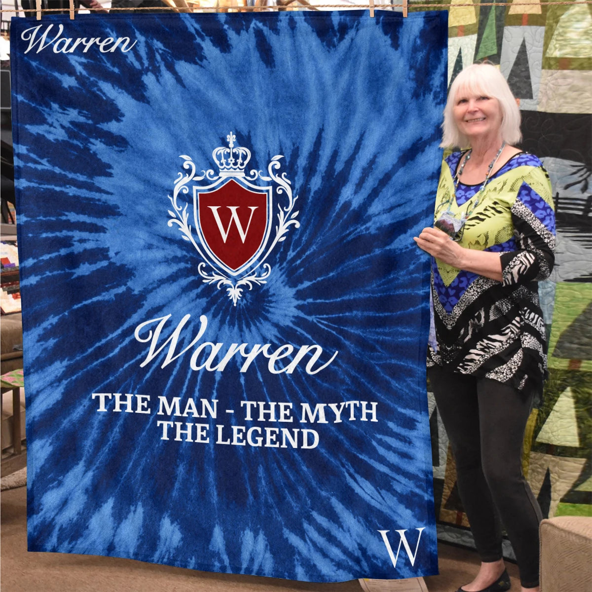 The Man The Myth The Legend Blue Waves Fleece Blanket WARREN 13K1 BK11