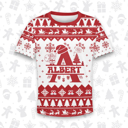 ALBERT Personalized Christmas T-Shirt Pajama Set - Holiday Gift Outfit 13K1-CR2