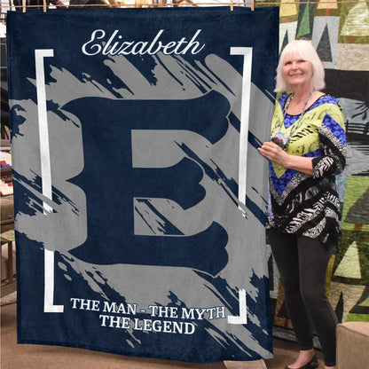 The Man The Myth The Legend Navy Baseball Fleece Blanket ELIZABETH 13K1 BK17