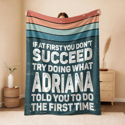 If At First You Don’t Succeed Retro Green Fleece Blanket ADRIANA 13K1 BK29