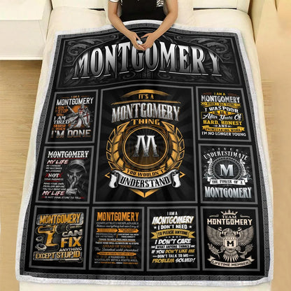 MONTGOMERY Personalized Blanket | Custom Name Cozy Throw Gift 13K2-BK2