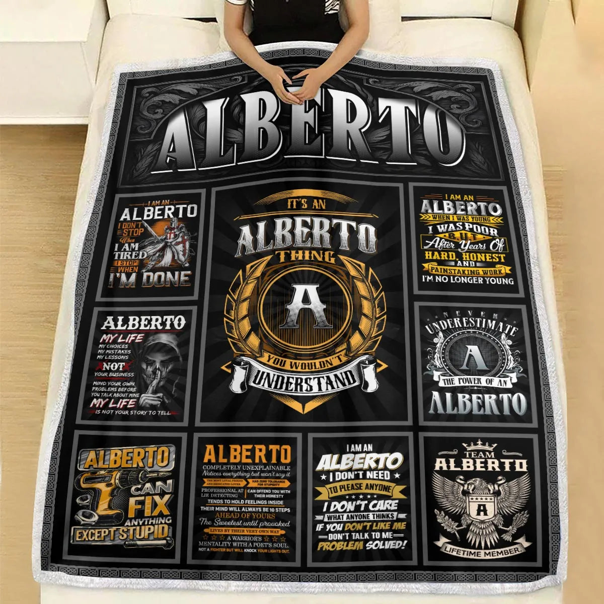 ALBERTO Personalized Blanket | Custom Name Cozy Throw Gift 13K1-BK2